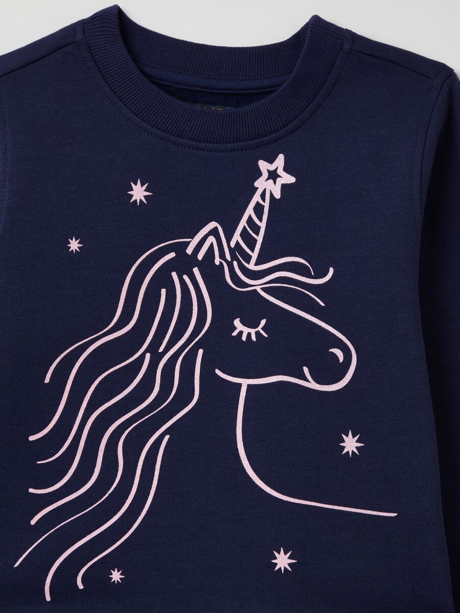 Sweatshirt with glitter unicorn print_1