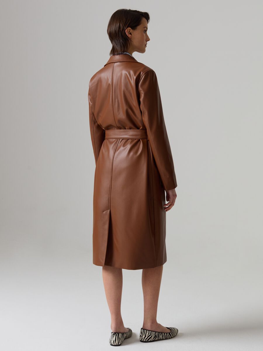 Long glossy-effect trench coat with belt_2