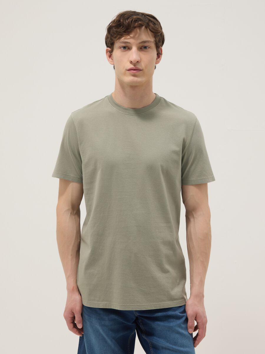 Green pure cotton regular-fit short-sleeve T-shirt_1
