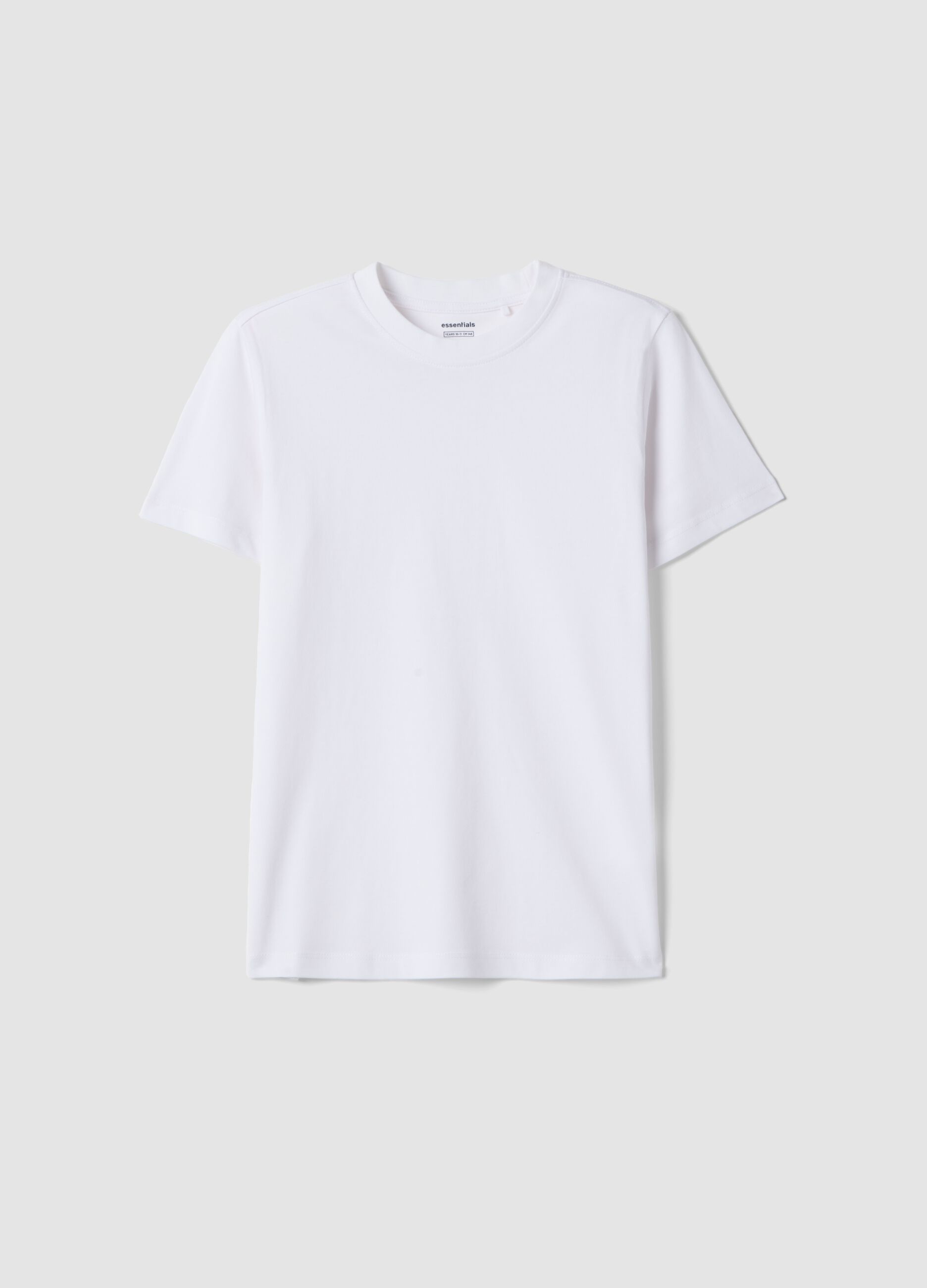 Boys' white pure cotton regular-fit T-shirt