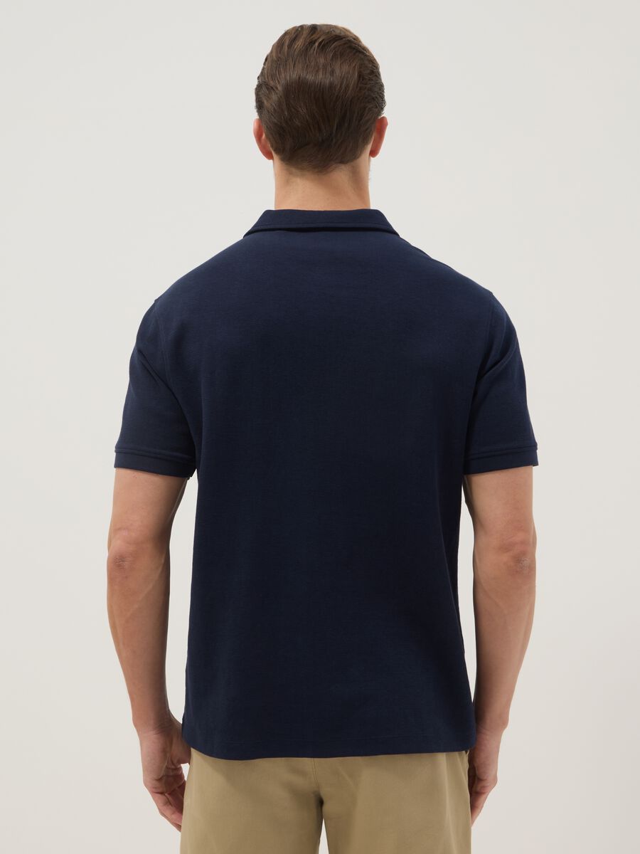 Regular fit blue stretch cotton polo_3