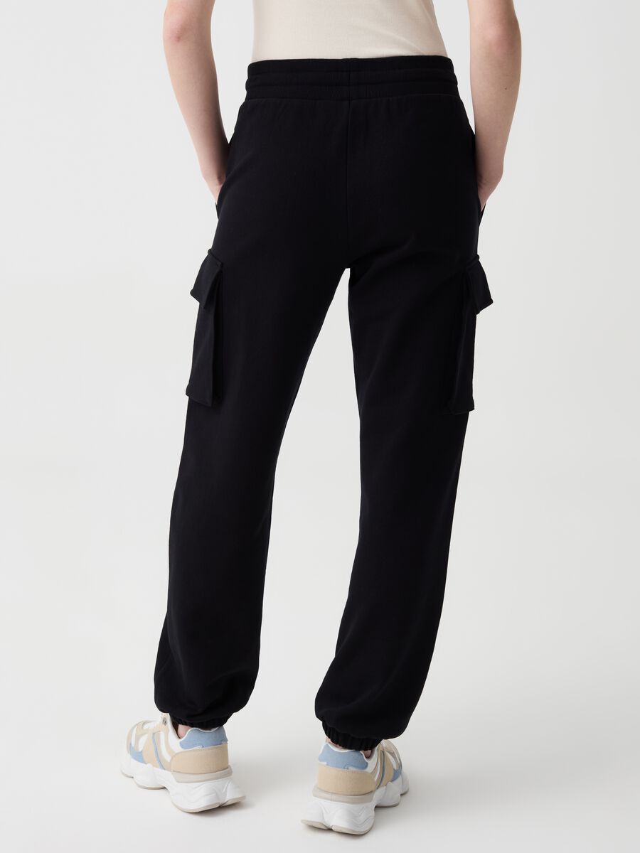 Cargo joggers in fleece with drawstring_1