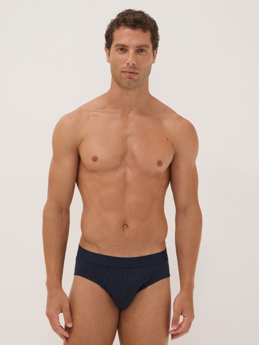 3er-Pack Slips in Blau und Schwarz aus elastischer Bio-Baumwolle_0