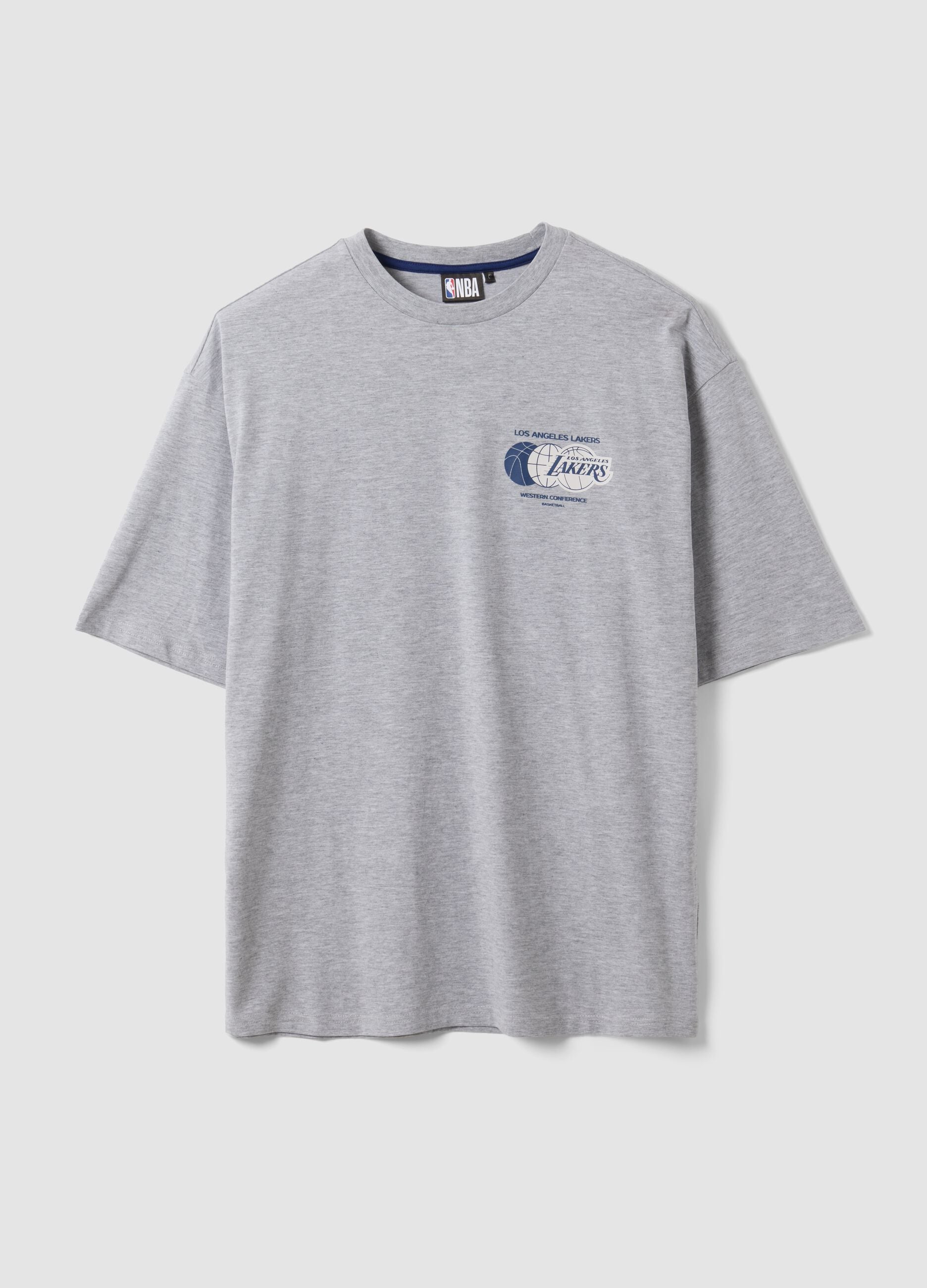 T-shirt cinzenta em algod&atilde;o puro com estampado Lakers