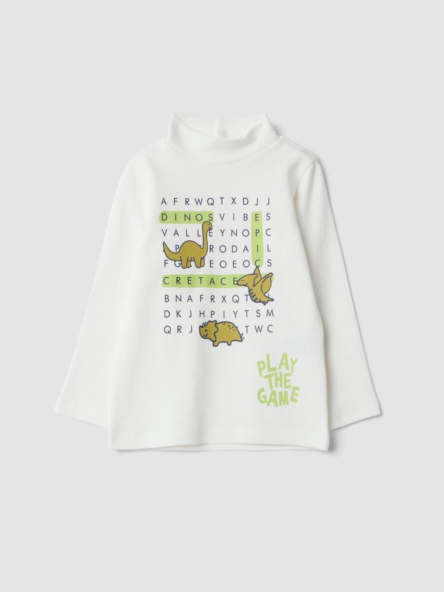 White pure organic cotton T-shirt with high neck_0