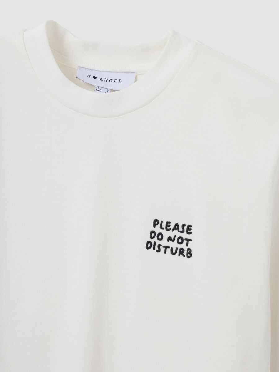 Wei&szlig;es Relaxed-Fit T-Shirt aus reiner Baumwolle mit Schriftzug auf der Brust_2
