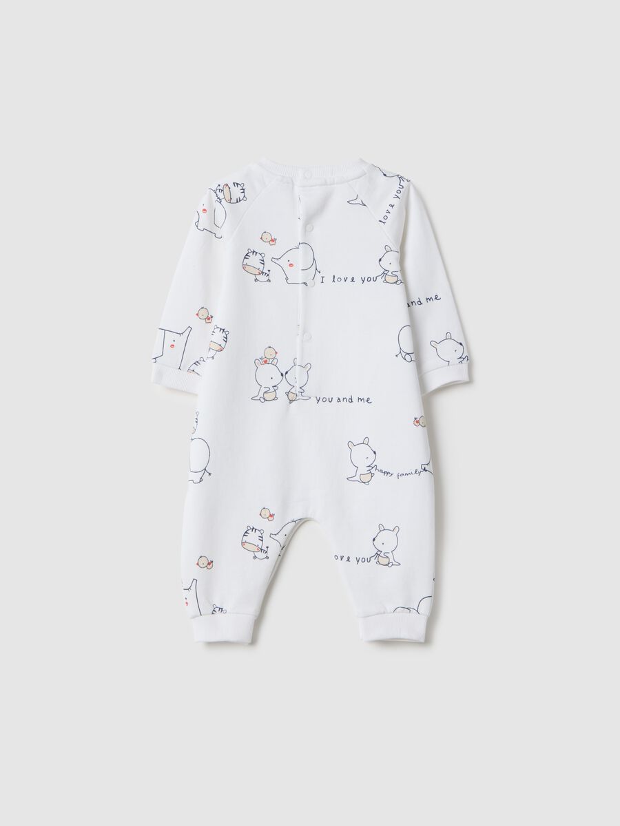 White newborn bodysuit in pure cotton with prints_1
