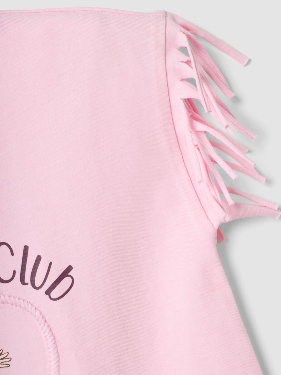 Pink pure cotton T-shirt with fringed sleeves and Toy Story print_4
