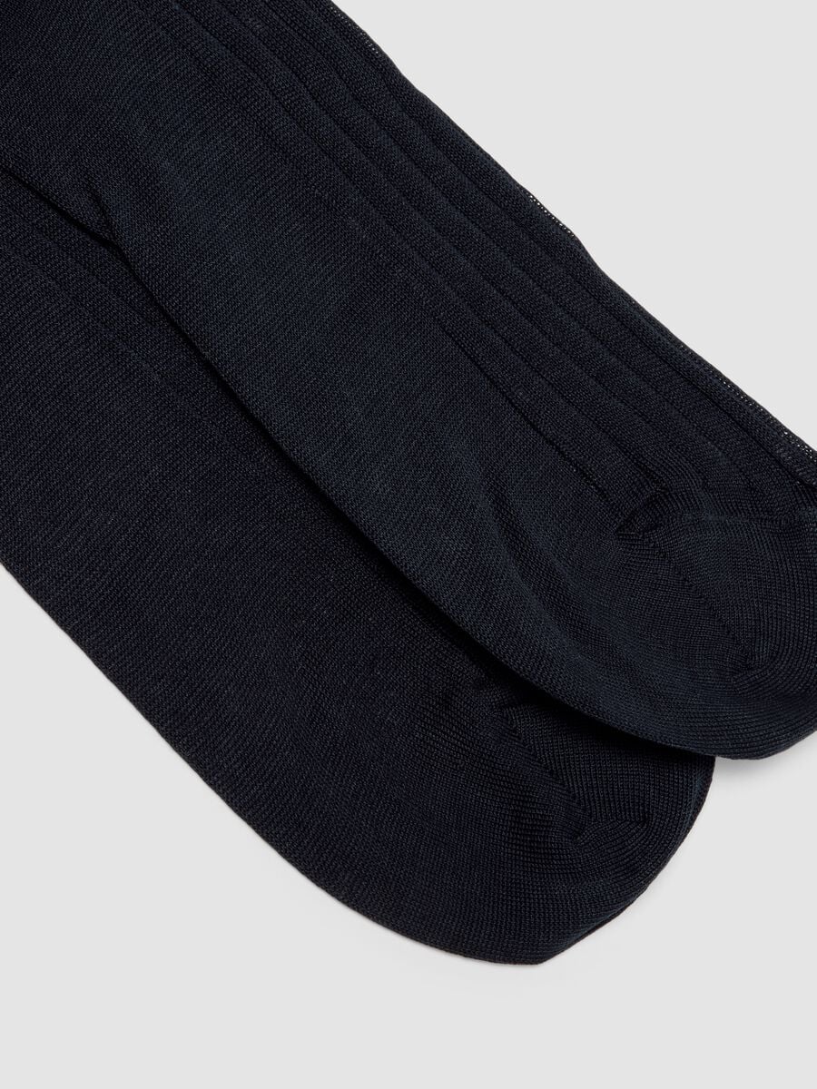 Blue ribbed pure cotton ankle socks_1