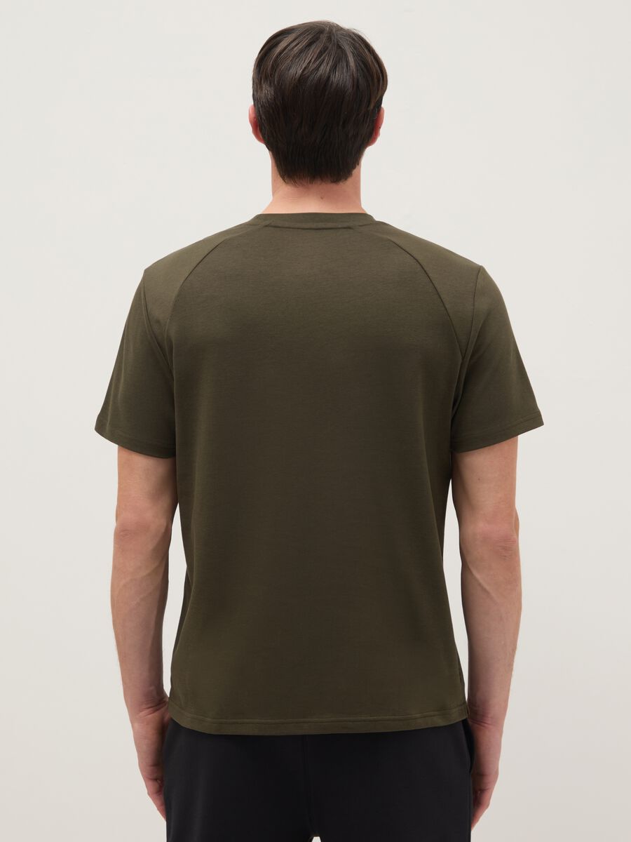 Green Cotton Blend Crew Neck T-shirt - Regular Fit_2