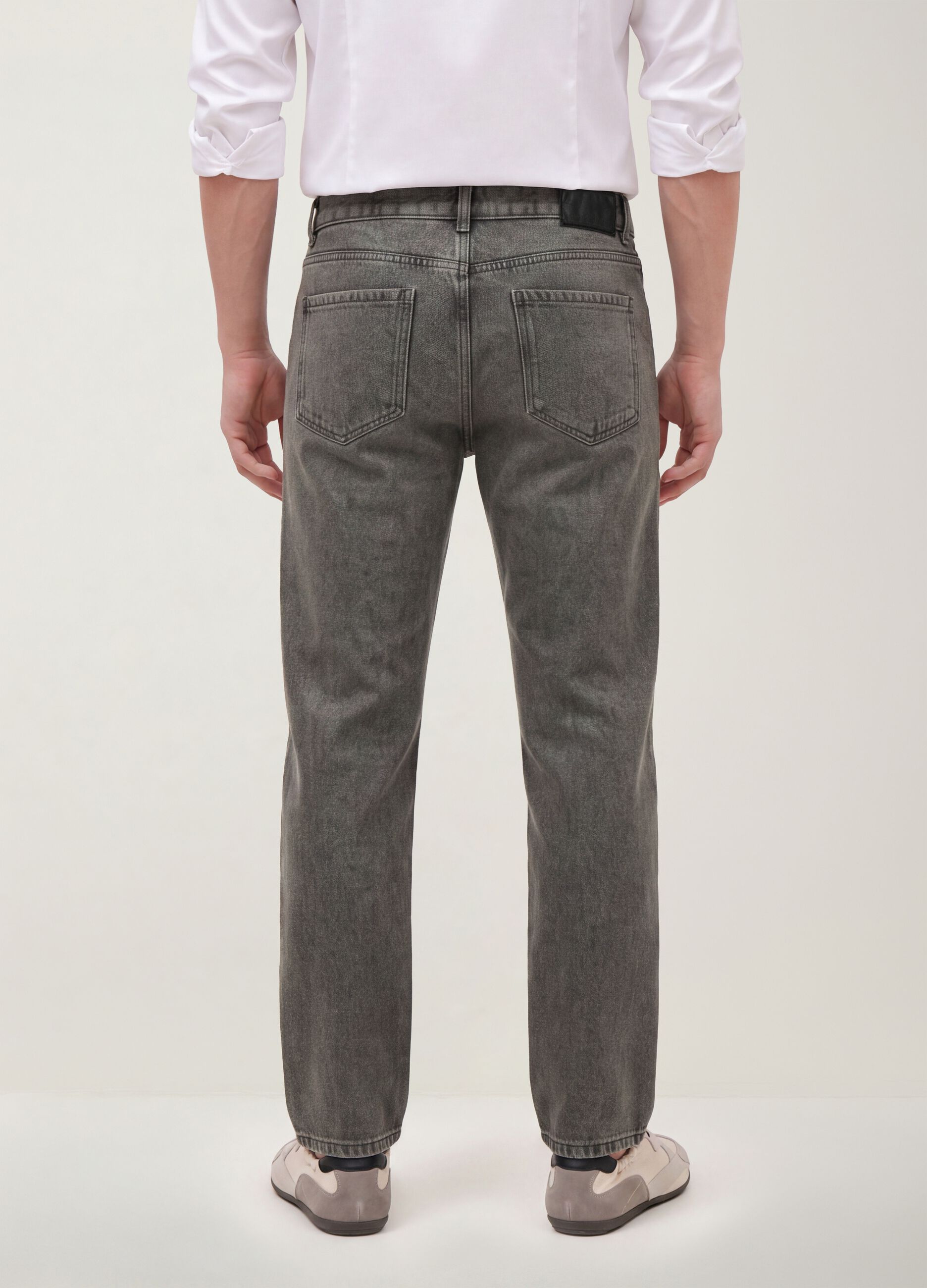 Grey regular-fit jeans in a cotton, lyocell and viscose blend