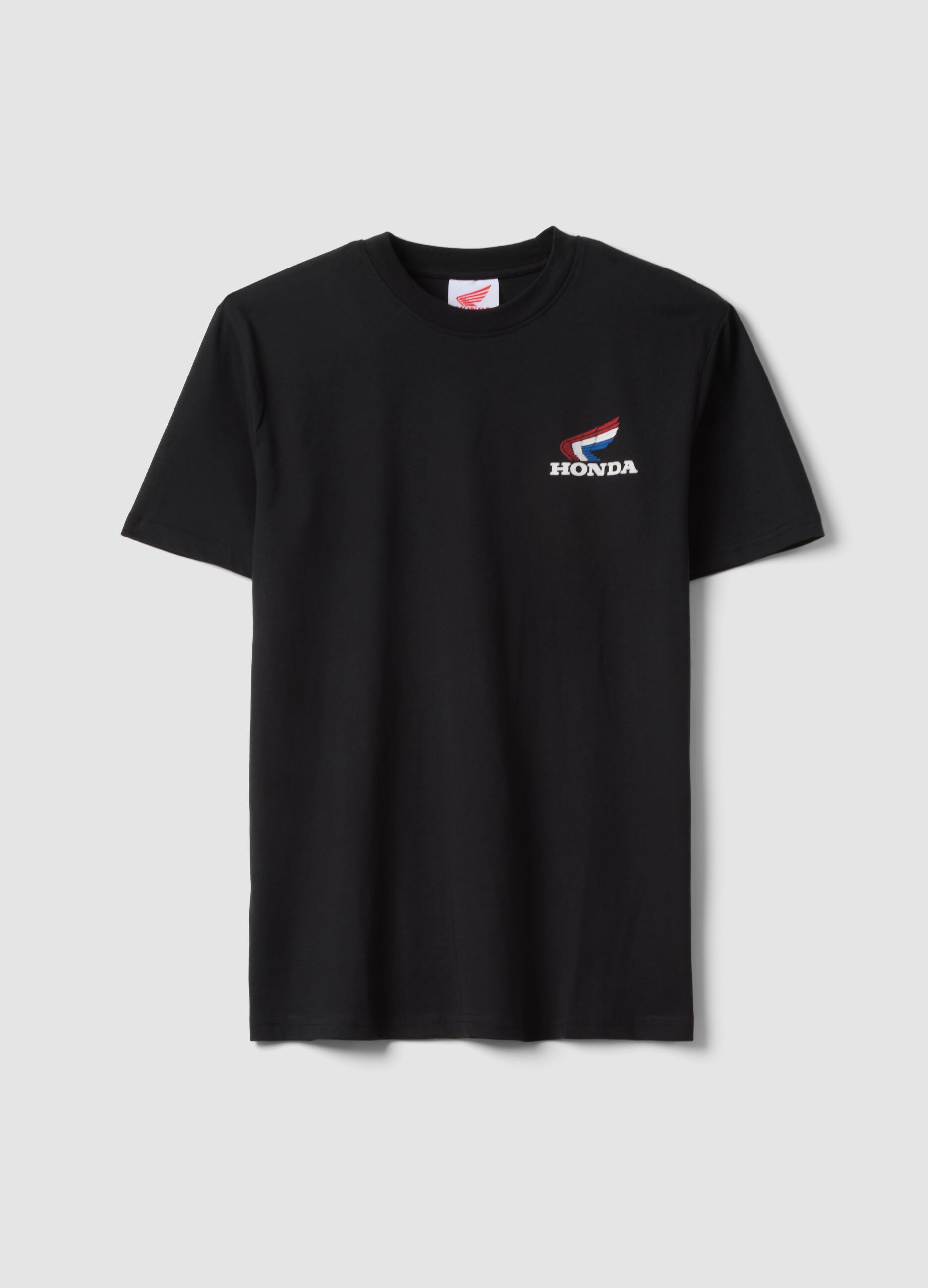 Schwarzes T-Shirt aus reiner Baumwolle mit Print, Regular Fit