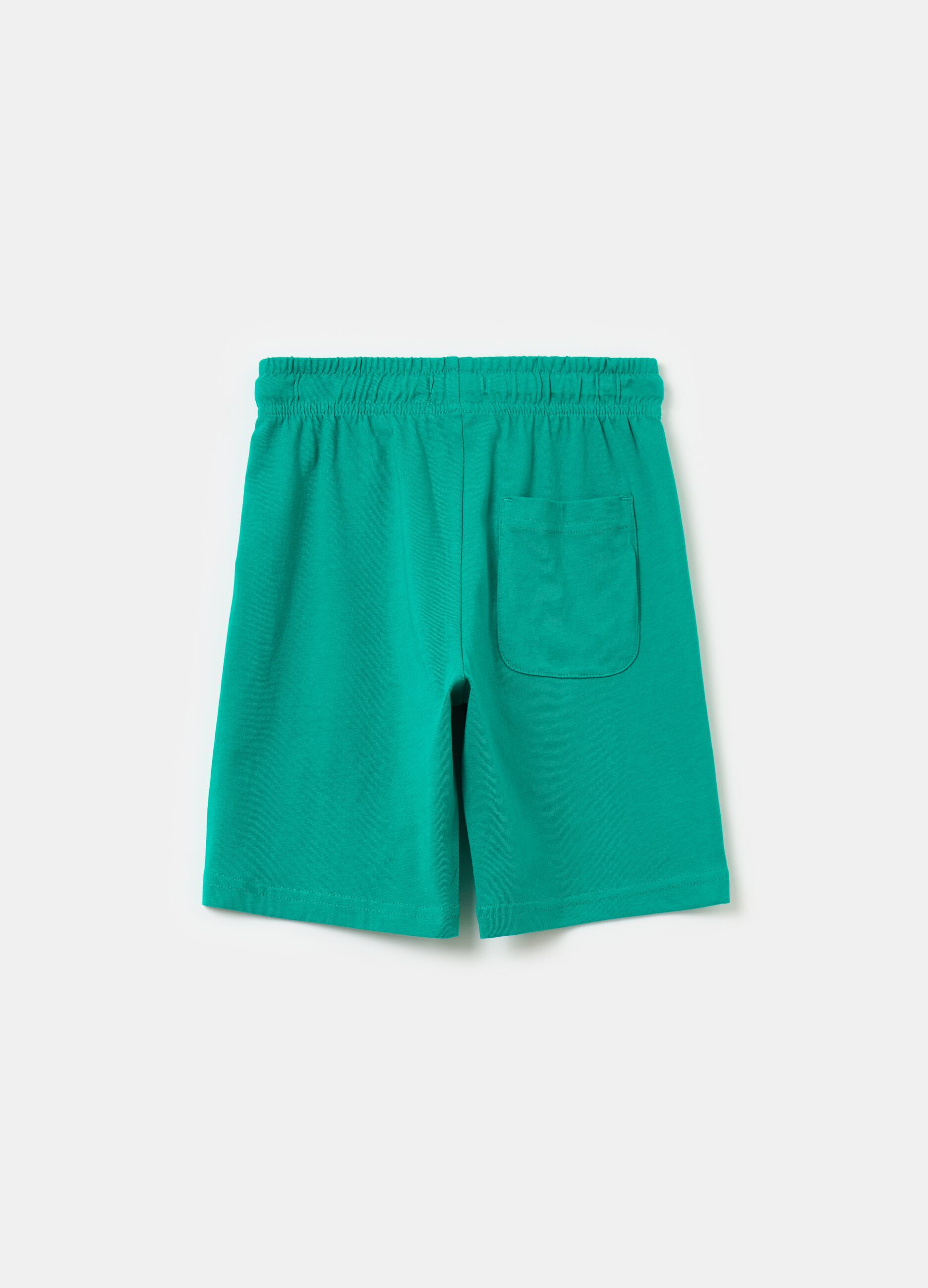 Cotton Bermuda shorts with drawstring and print