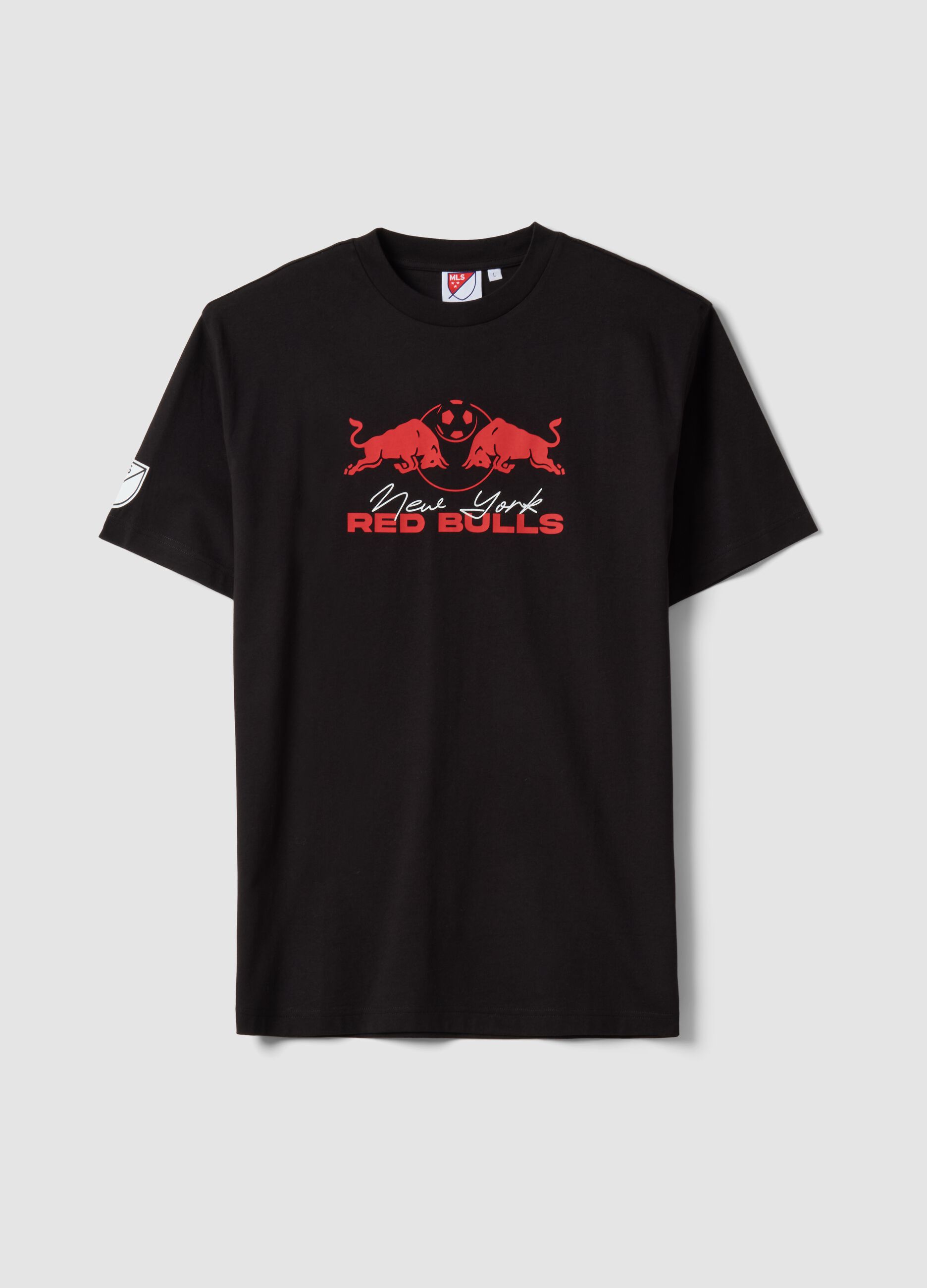 &Mu;&alpha;ύ&rho;&omicron; &kappa;&omicron;&nu;&tau;&omicron;&mu;ά&nu;&iota;&kappa;&omicron; t-shirt &alpha;&pi;ό &kappa;&alpha;&theta;&alpha;&rho;ό &beta;&alpha;&mu;&beta;ά&kappa;&iota; regular fit Red Bulls