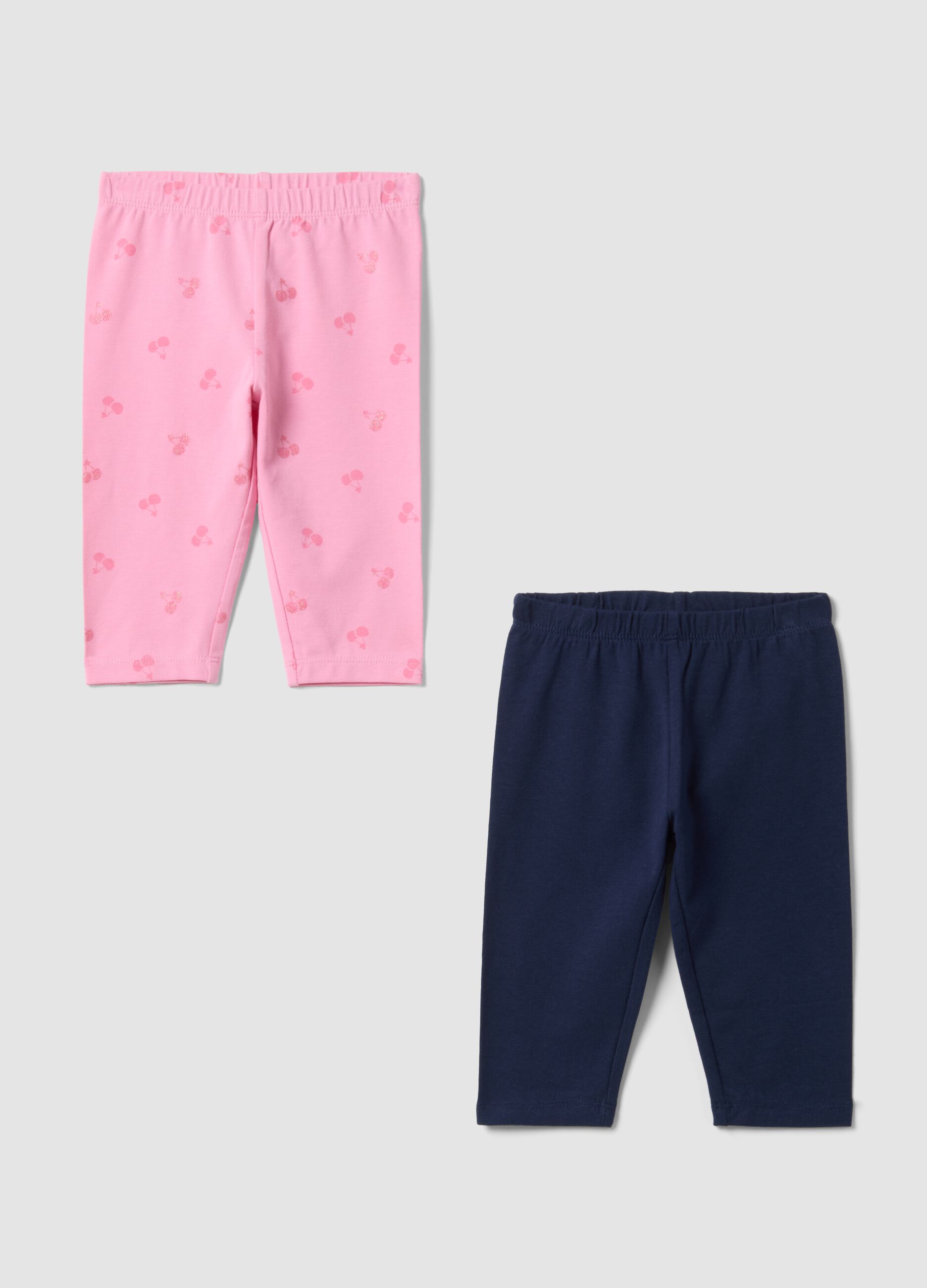 2er-Pack mehrfarbige Leggings aus Stretch-Baumwolle f&uuml;r Baby-M&auml;dchen