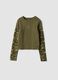 Green stretch cotton slim-fit T-shirt with ribbed neckline_0