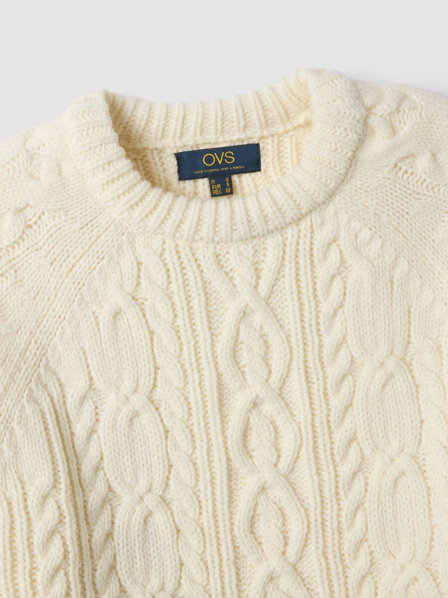 White wool-blend cable-knit crew-neck jumper_5
