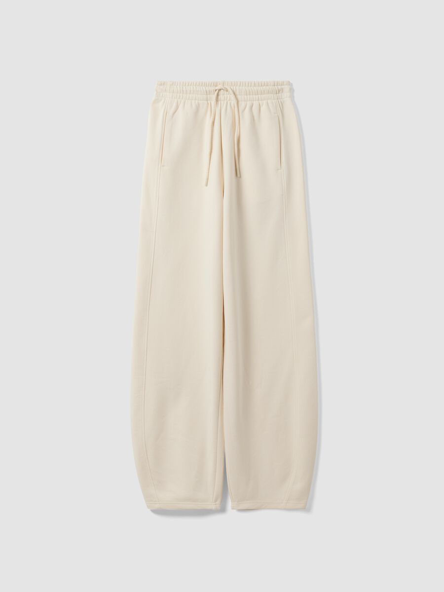 Jogger bianchi in misto cotone barrel fit_0