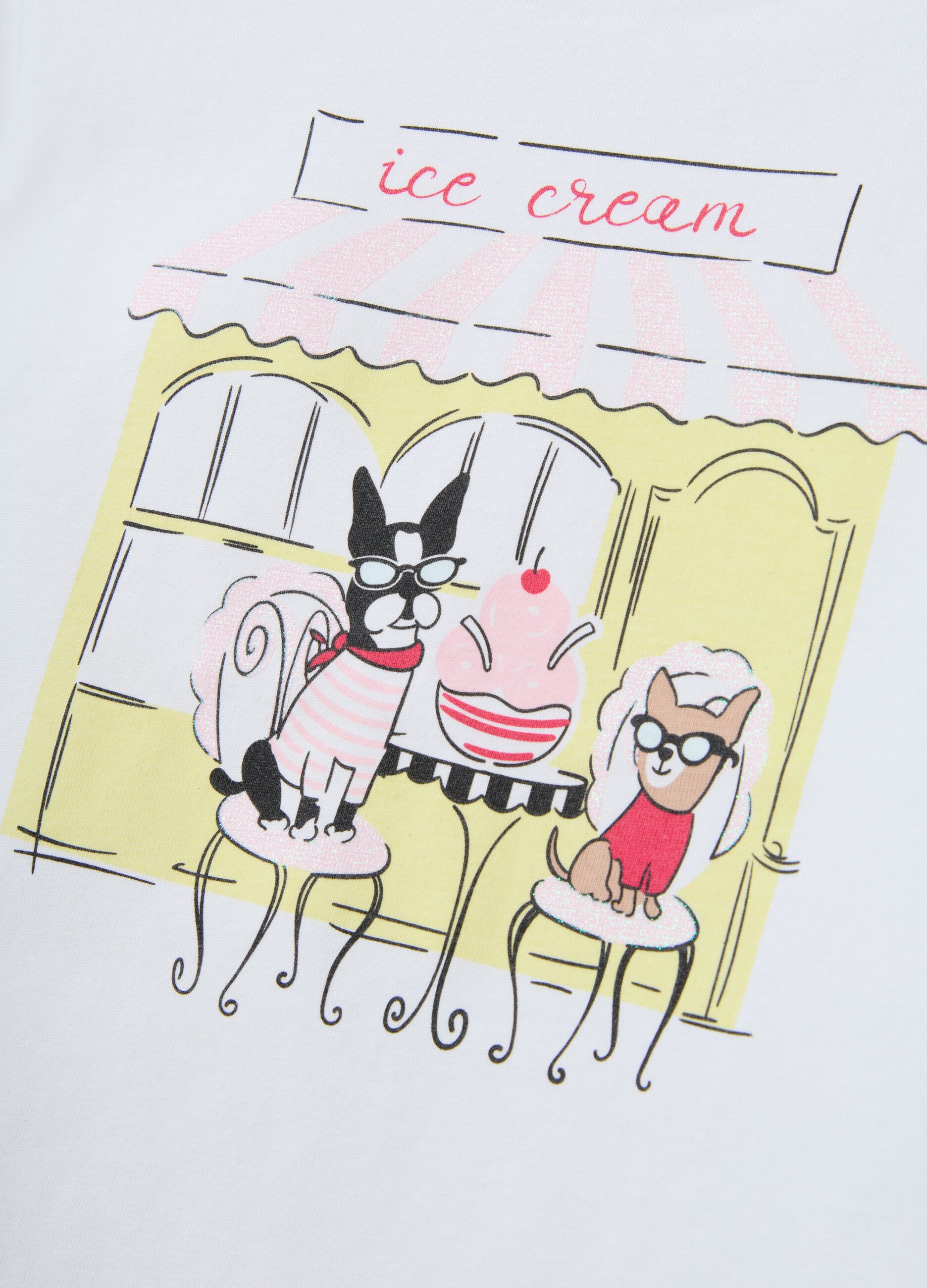 White pure cotton regular fit t-shirt with print for girls