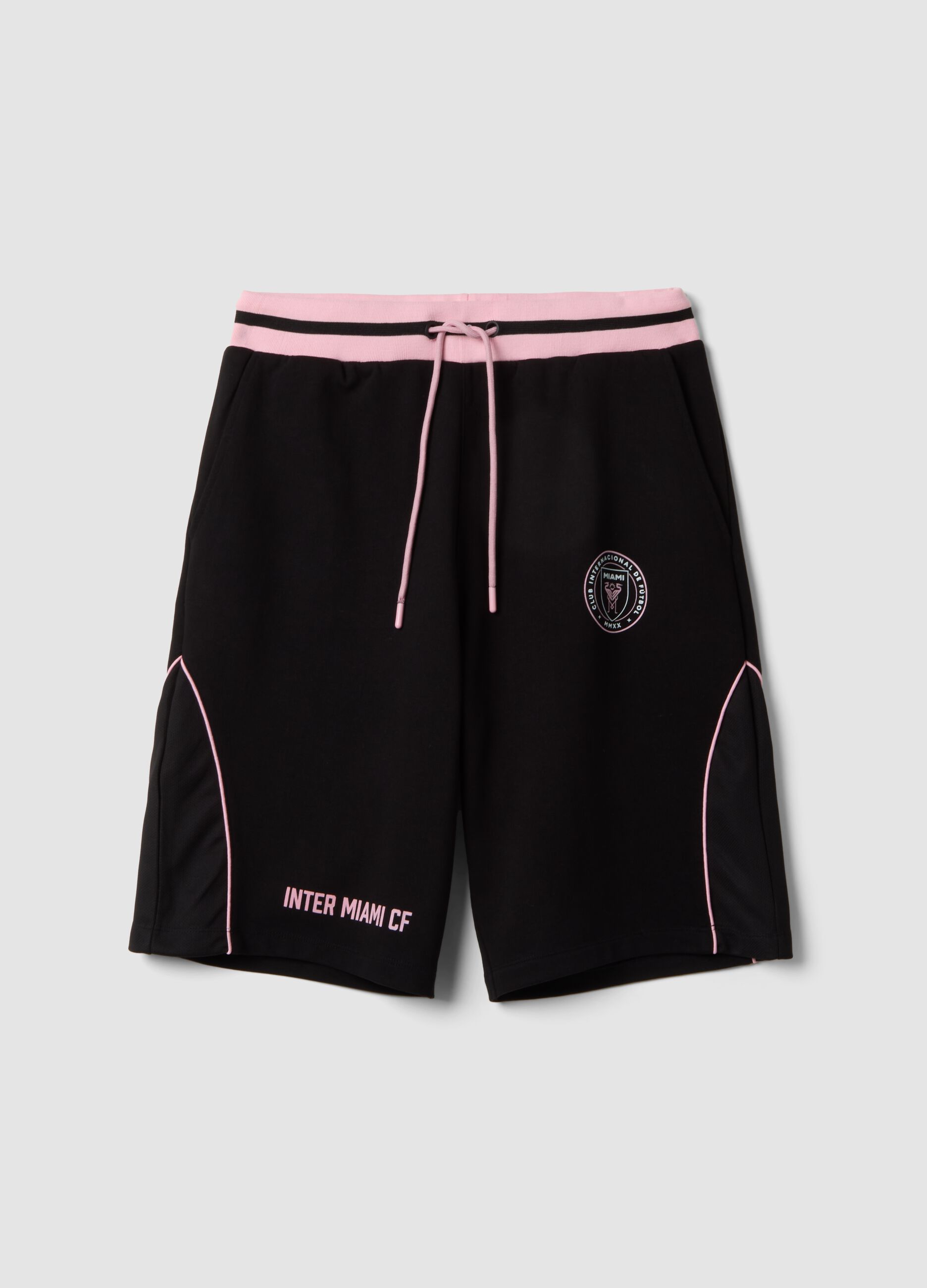 Black cotton-blend sports shorts, regular fit
