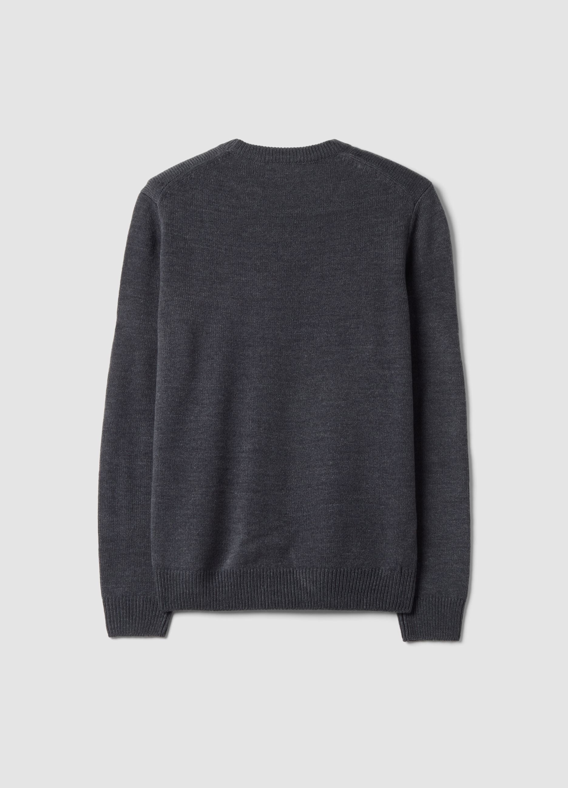 Grey crew-neck knit jersey jumper, regular fit