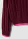 Maglia rossa in puro cotone a trecce con scollo a V per bambina_3