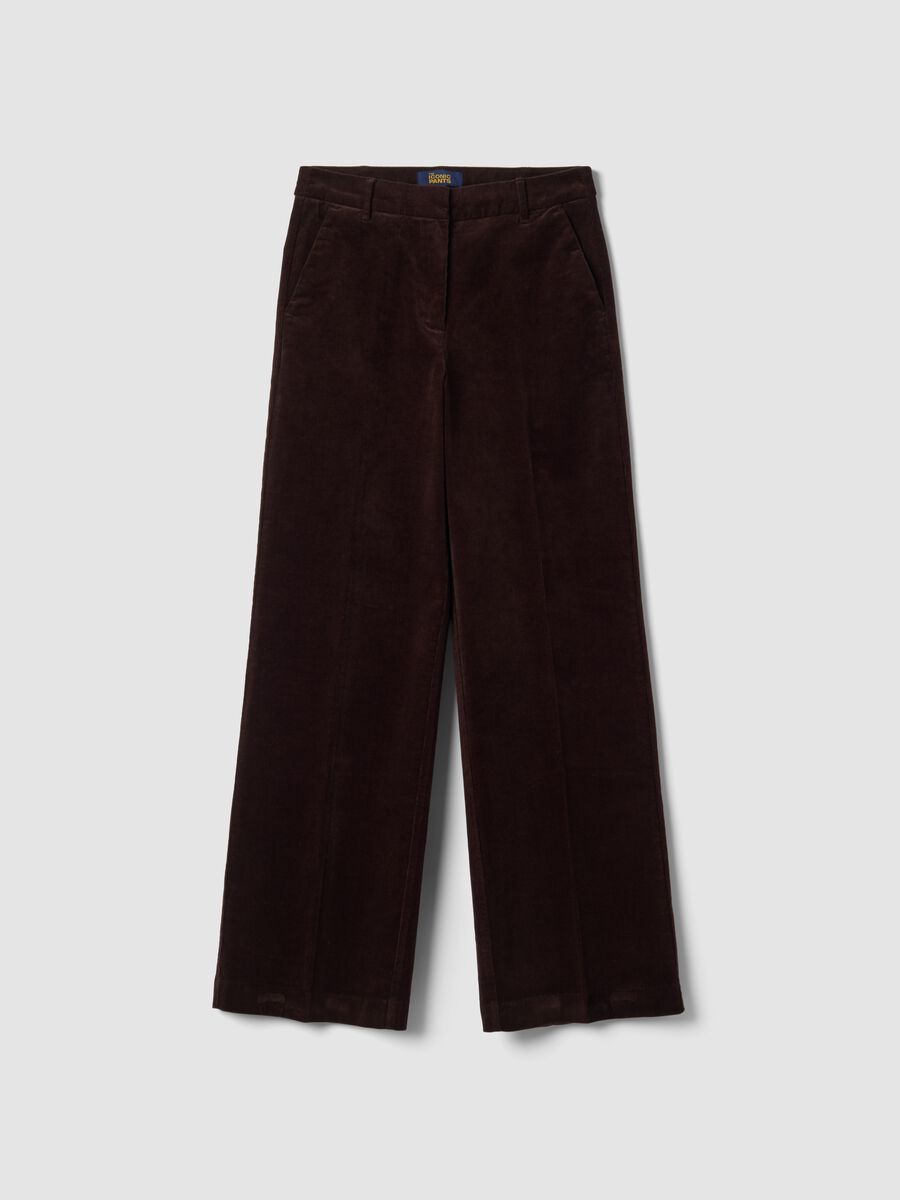 Braune The Iconic Pants Straight-Fit-Hose aus geripptem Stretch-Baumwollstoff_4
