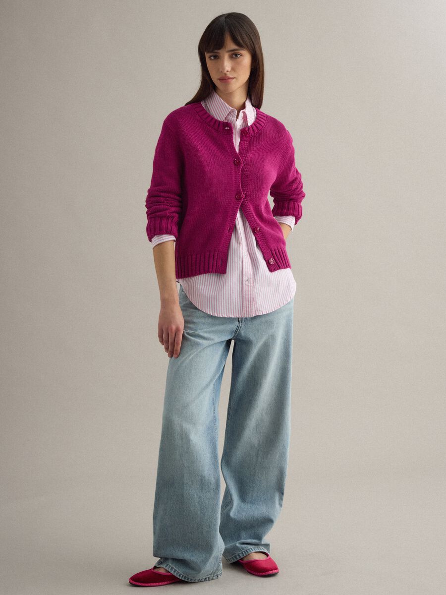 Red cardigan in pure cotton regular fit with buttons_2