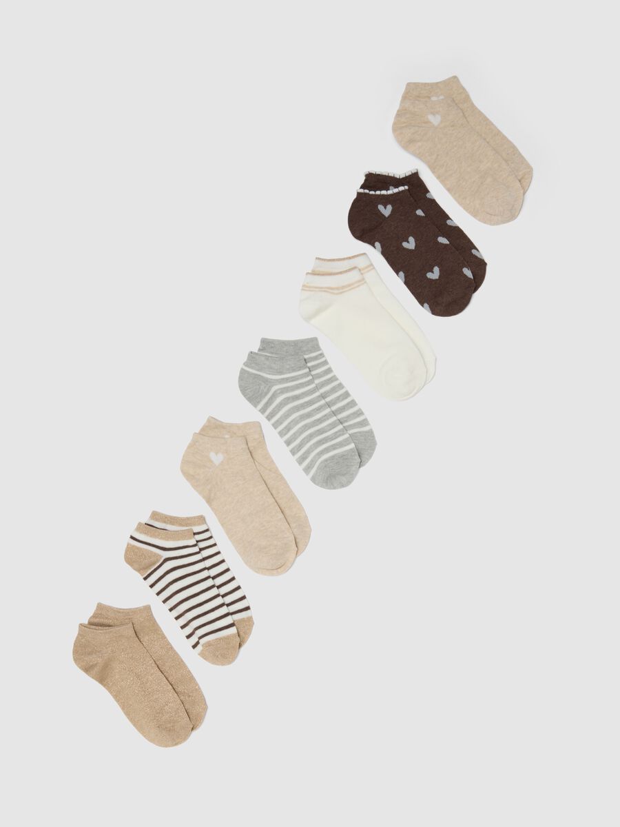 Multicolour cotton blend ankle socks multipack_0