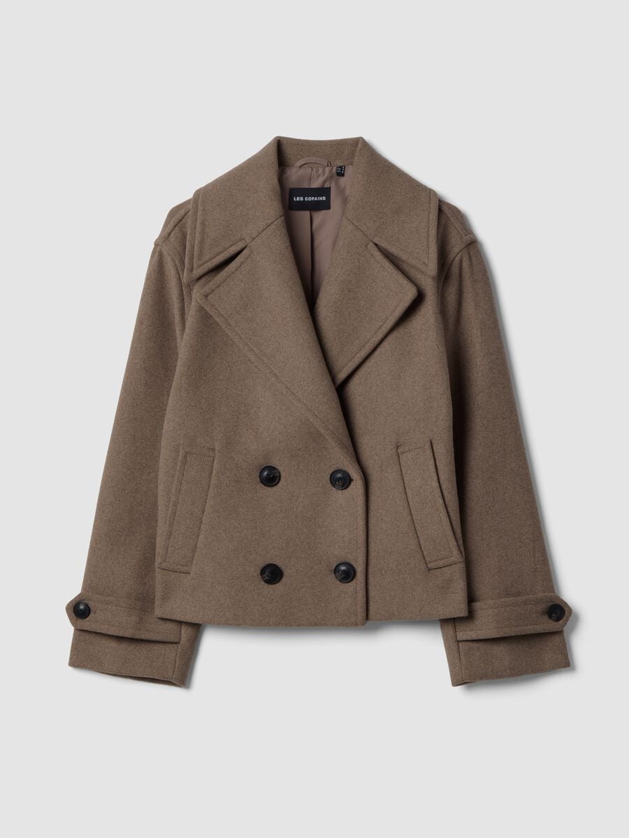 Brown wool and viscose blend coat_0