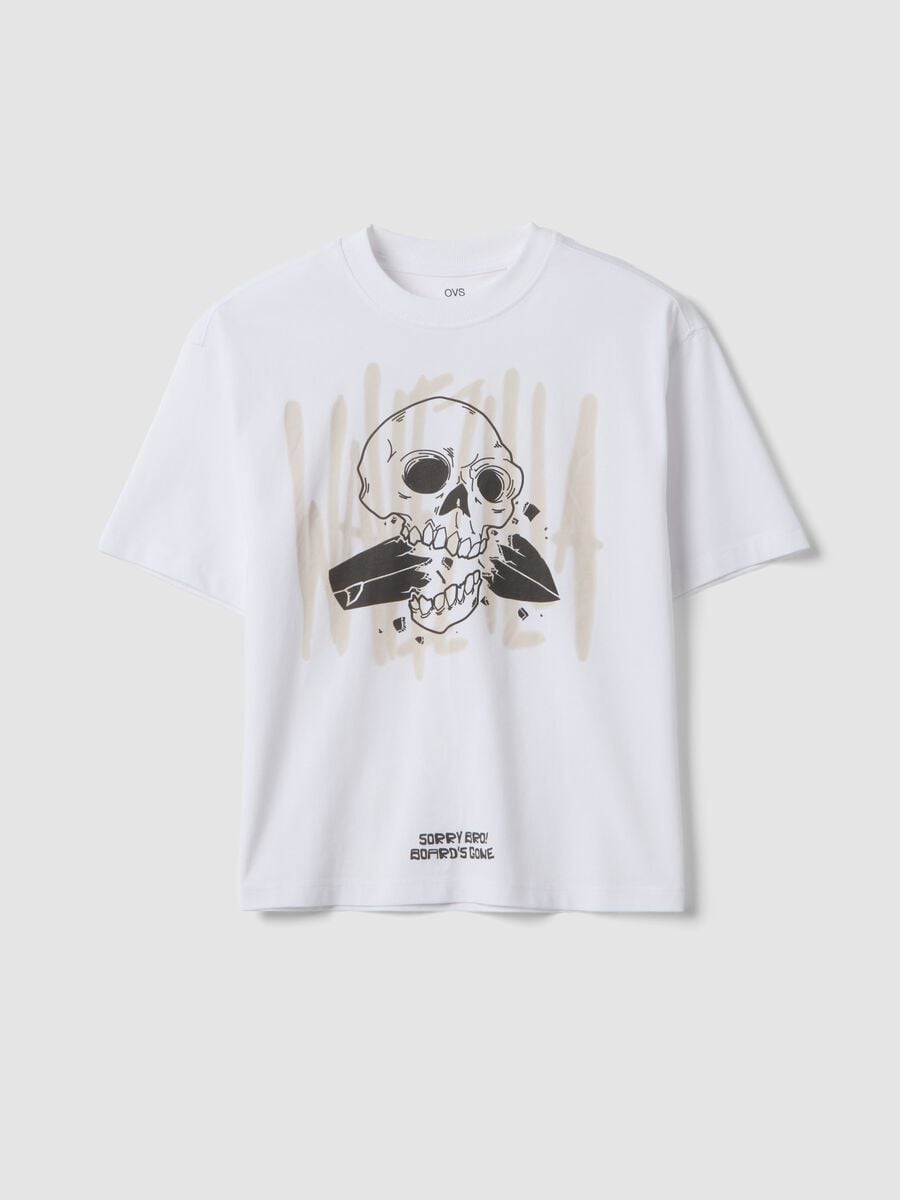 White pure cotton T-shirt with print_0