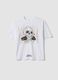 White pure cotton T-shirt with print_0