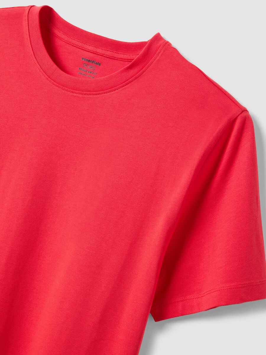 Red pure cotton short sleeve T-shirt regular fit_5