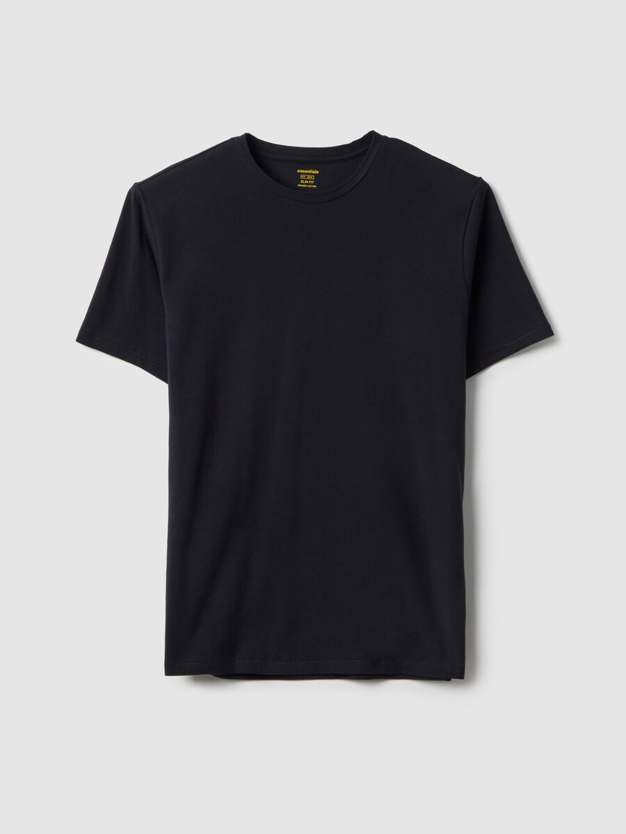 Black slim fit stretch cotton T-shirt_4