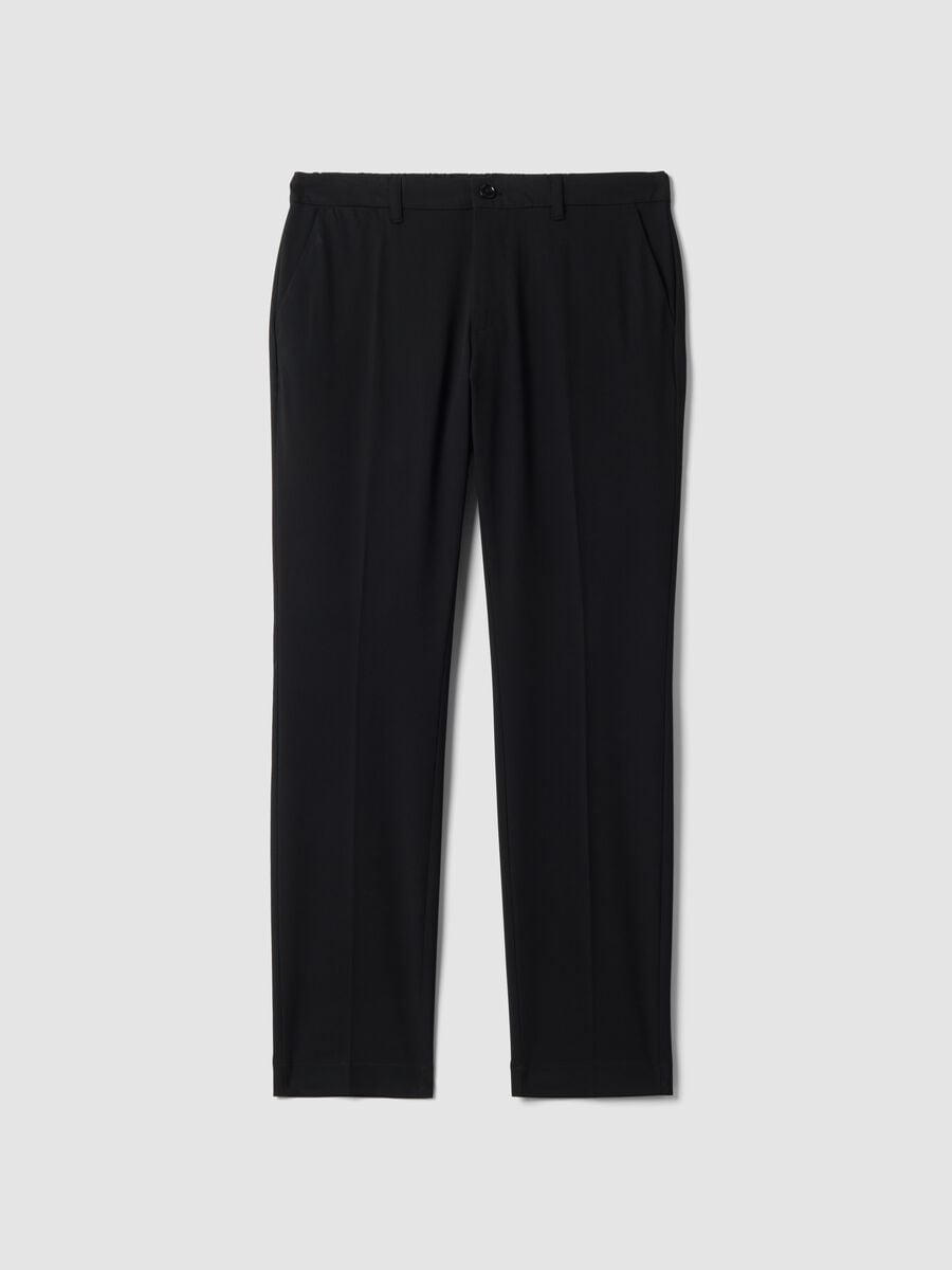 Black slim-fit stretch viscose twill chino trousers_4