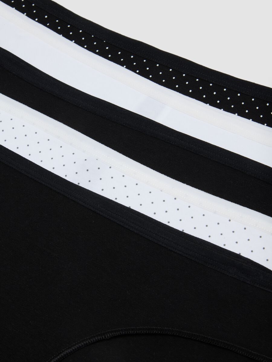 Five-pack of black and white polka-dot stretch cotton briefs_2