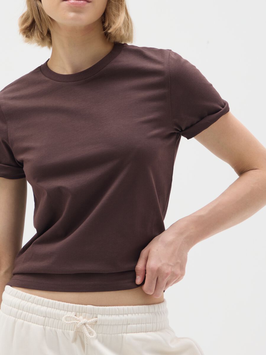 Brown pure cotton T-shirt regular fit_3
