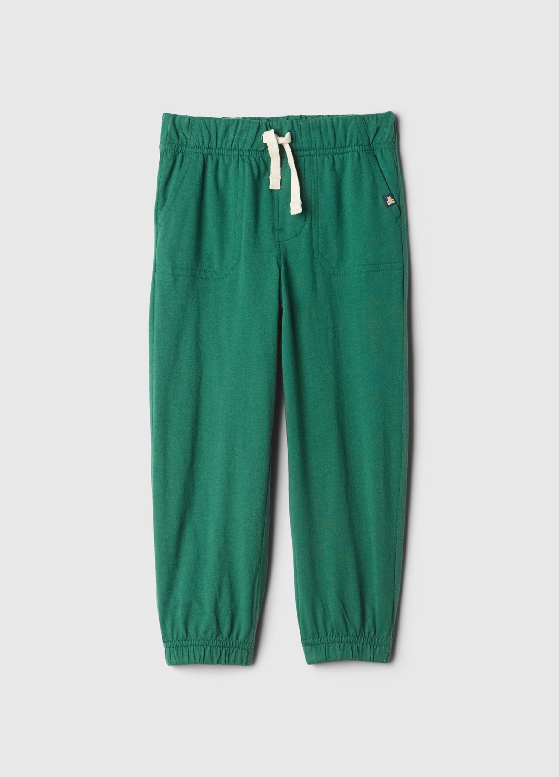Fleece joggers with drawstring and elasticated edging
