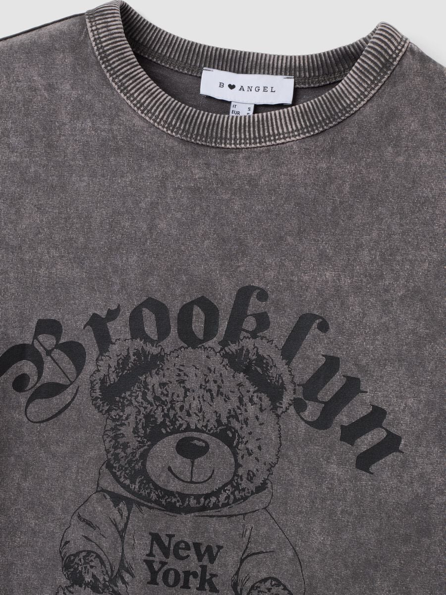 Grey pure cotton oversized T-shirt with teddy bear print_6