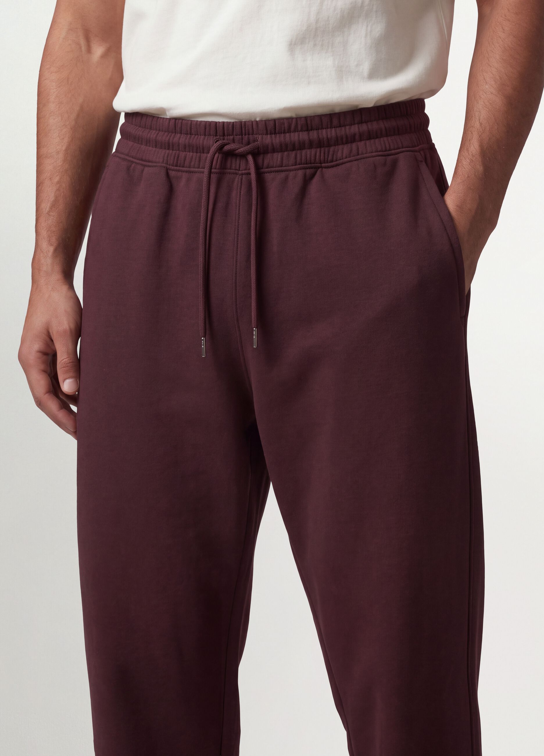 Jogger marroni in misto cotone con fondo a polsino e coulisse