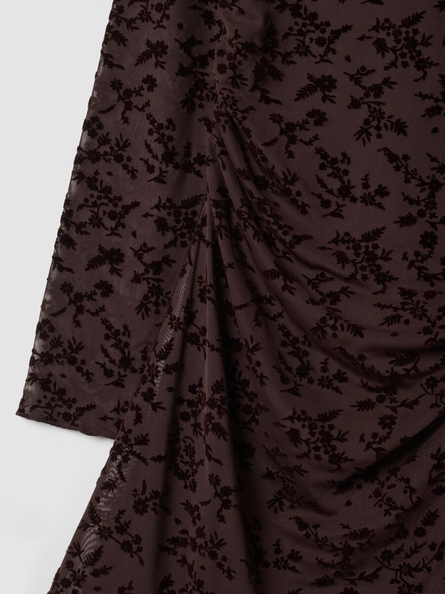 Brown Stretch-Fabric Dress with High Neck_5