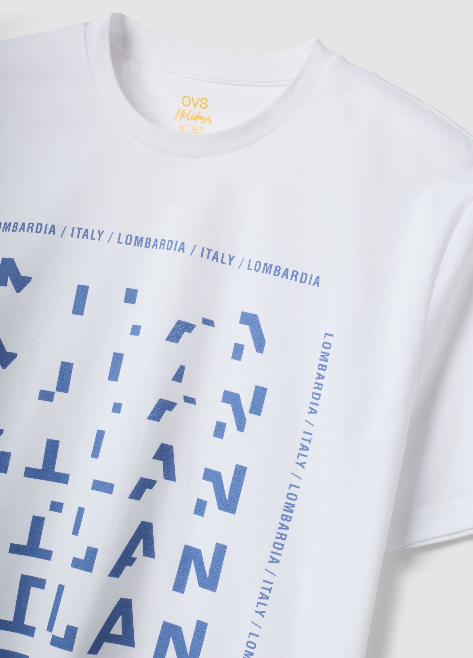 Wei&szlig;es T-Shirt aus reiner Baumwolle mit Print, Regular Fit