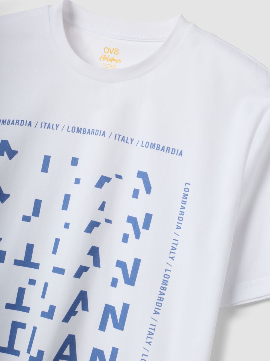 Wei&szlig;es T-Shirt aus reiner Baumwolle mit Print, Regular Fit_5