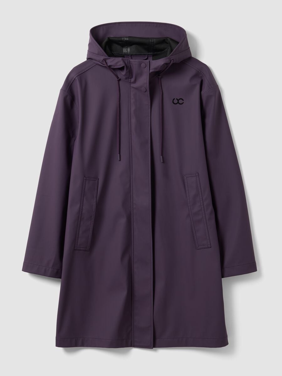 Lange violette Jacke mit Kapuze und Reissverschluss_4