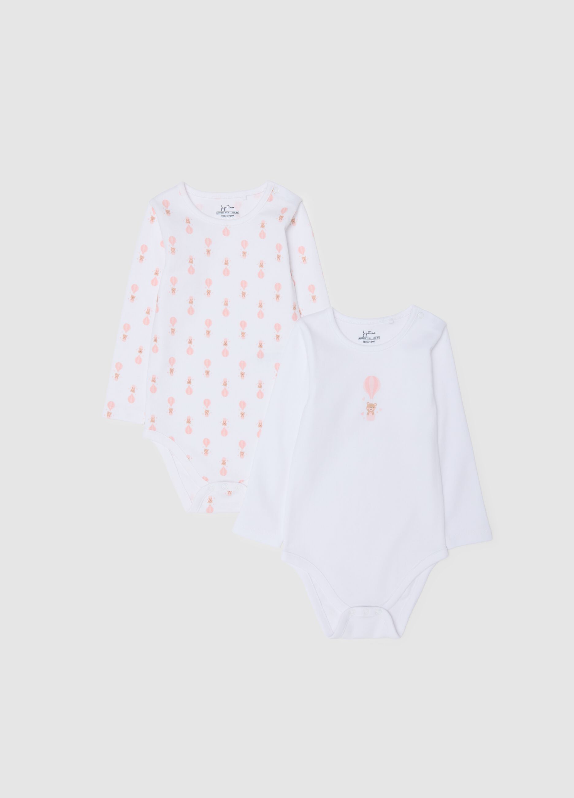 White and Pink Cotton Bodysuit for Girls