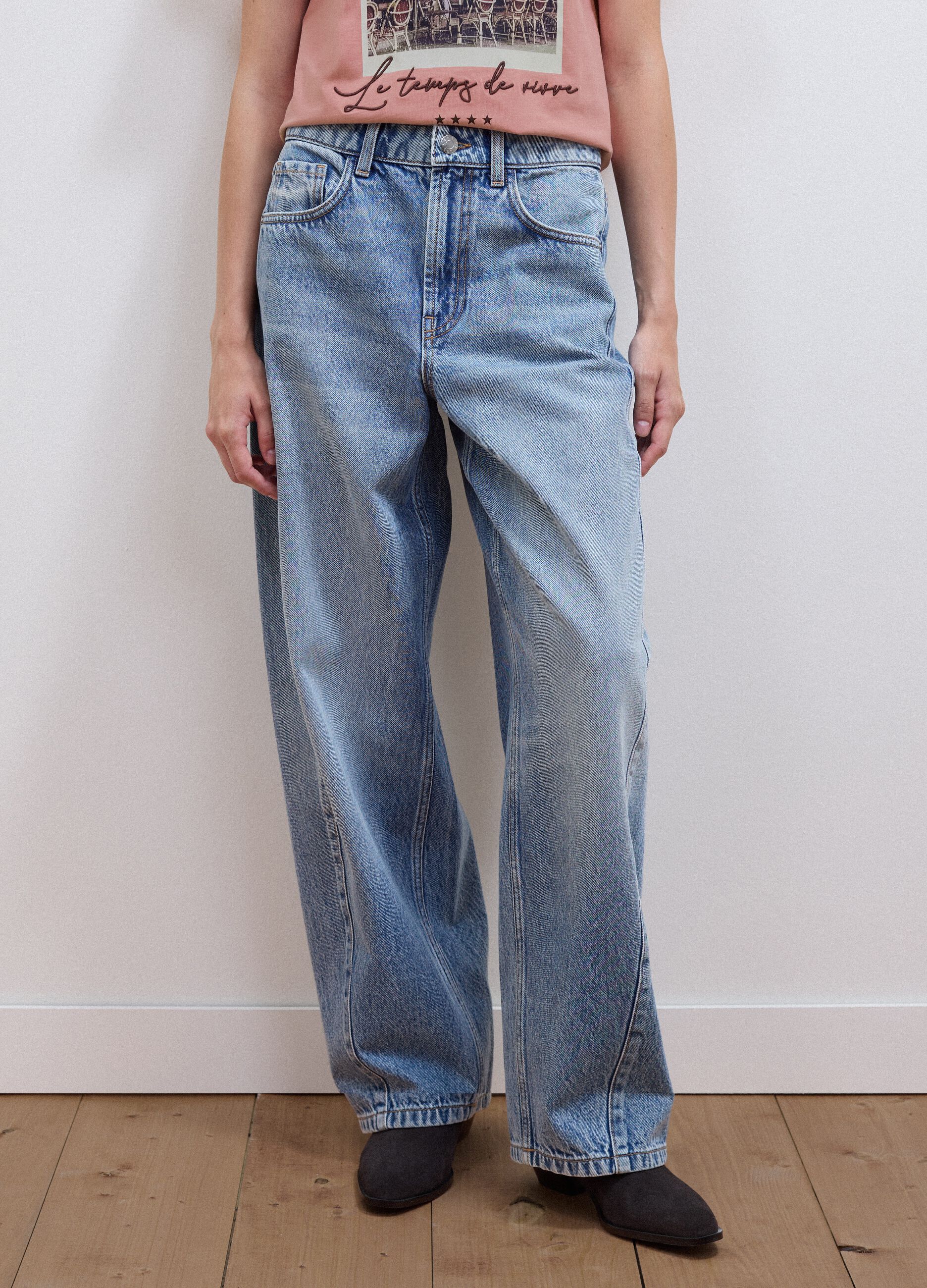 Light Blue Balloon-Fit Jeans in Pure Cotton