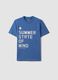 Jungen Regular Fit T-Shirt aus Blauem Baumwolle mit Schriftzug_0