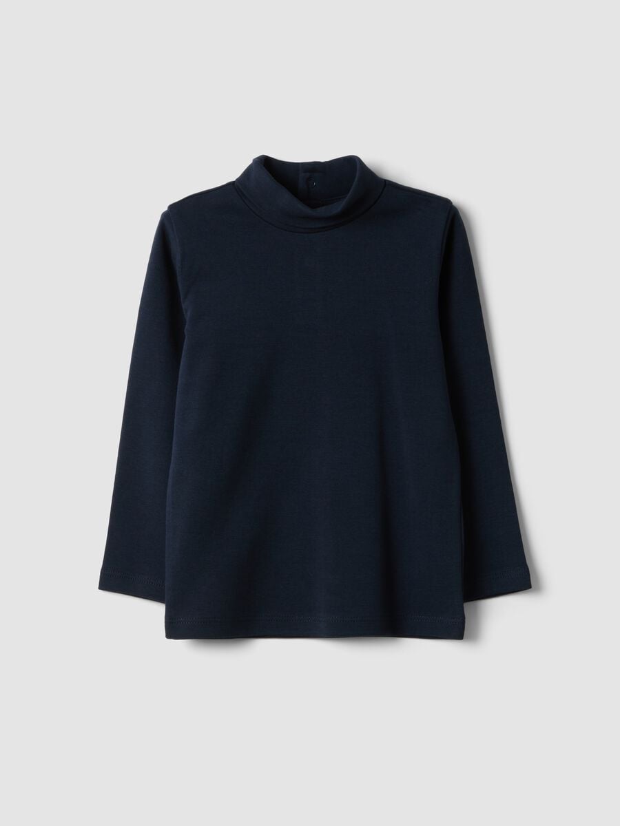 Blue organic cotton polo-neck jumper_0