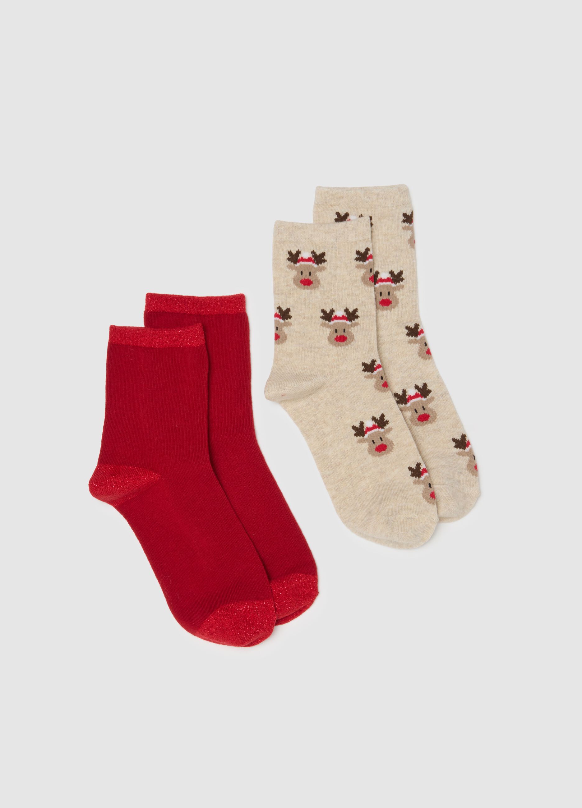 Multicolour short Christmas socks bi-pack in cotton blend