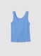 Light blue pure cotton ribbed regular-fit tank top_0
